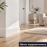 Białe listwy przypodłogowe w nowoczesnym wnętrzu
